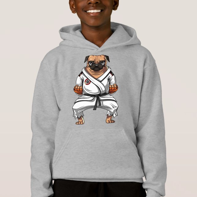 Pug Hund Karate Ninja Martial Arts Pet T Shirt (Framsida)