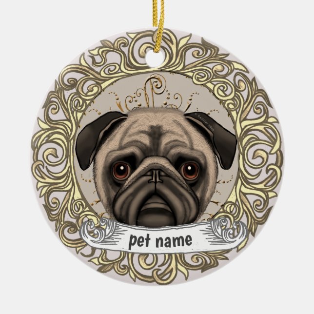Pug Hund Kärleksfullt Minne ornament (Framsidan)