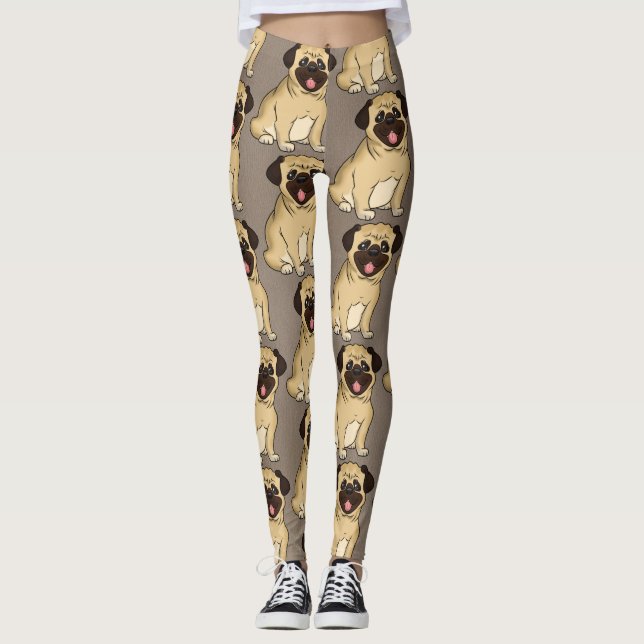 Pug Hund Leggings (Framsida)