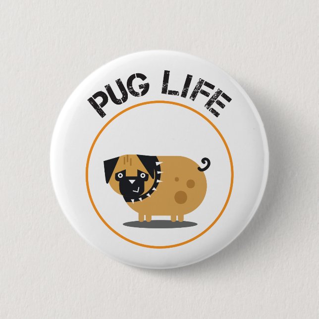 Pug Hund Life Round-knapp Knapp (Framsida)