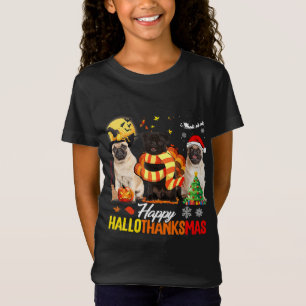 Pug Hund Lycklig Hallothanksmas Cute Pug Hund Than T Shirt