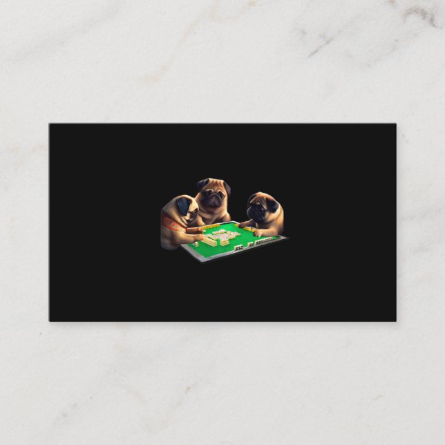 Pug Hund Mahjong Funny med Brev Manar Funny Clot Visitkort (Framsida)