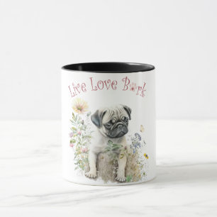 Pug Hund Mamma Blommig Mugg