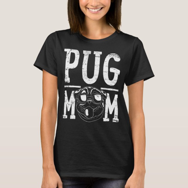 Pug Hund Mamma Mamma T Shirt (Framsida)