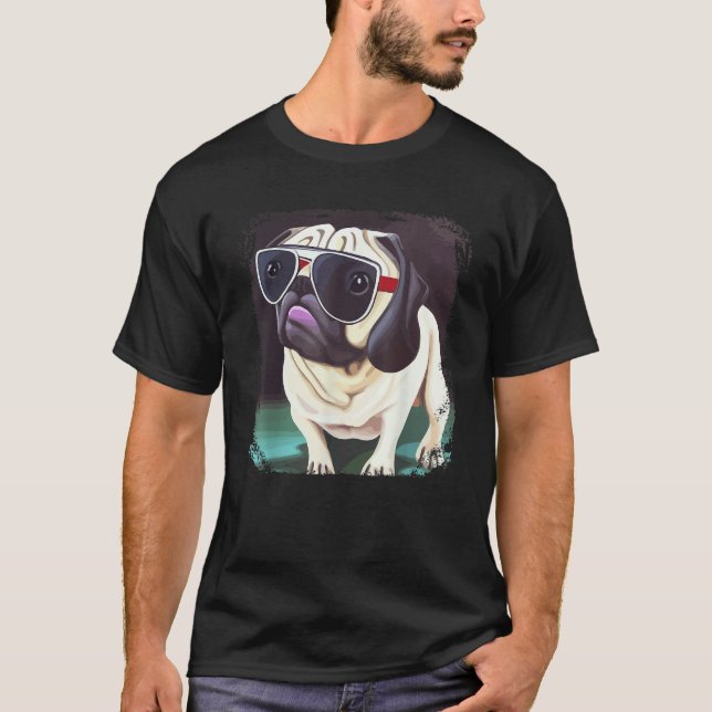 Pug Hund Mamma Pappa Söt & Pug Grafisk Pug T Shirt (Framsida)