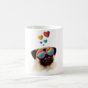 Pug Hund med hjärtans Alla hjärtans dag Kaffemugg