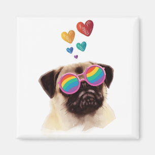 Pug Hund med hjärtans Alla hjärtans dag Magnet