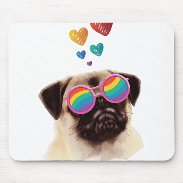 Pug Hund med hjärtans Alla hjärtans dag Musmatta (Framsidan)