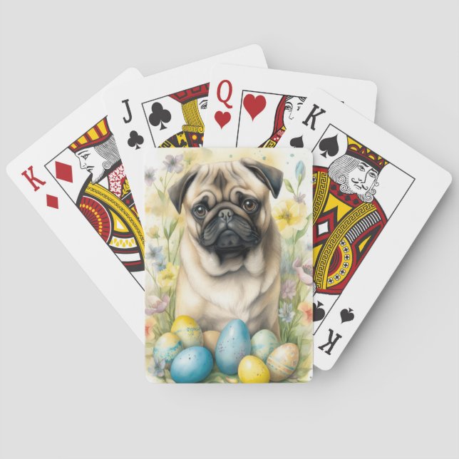 Pug Hund med påskägg Semester  Casinokort (Baksidan)