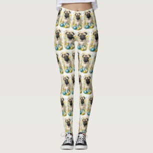 Pug Hund med påskägg Semester  Leggings
