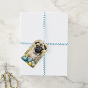 Pug Hund med påskägg Semester Presentetikett