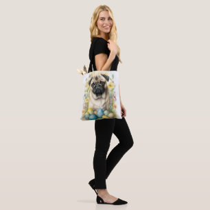 Pug Hund med påskägg Semester Tygkasse