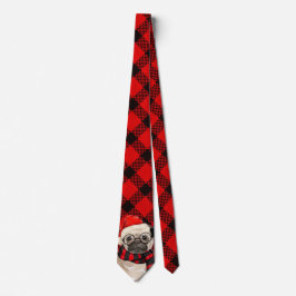 Pug Hund med Red Play-Helgdag jul Slips