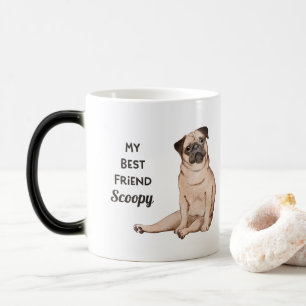 Pug Hund Min Bästa Vän Anpassat Namn Kaffe Magisk Mugg