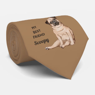 Pug Hund Mitt bästa anpassade vändelnamn Slips