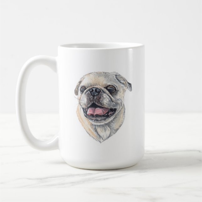 Pug Hund Mugg | 15 oz (Vänster)