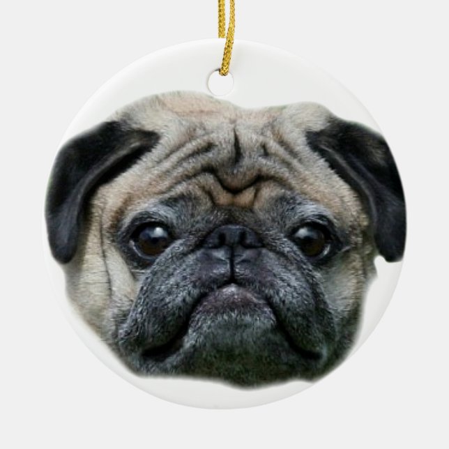 Pug hund ornamnet julgransprydnad keramik (Framsidan)