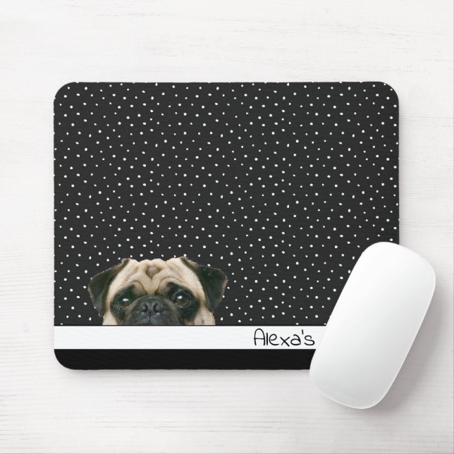 Pug Hund på Polka dots Musmatta (Med mus)