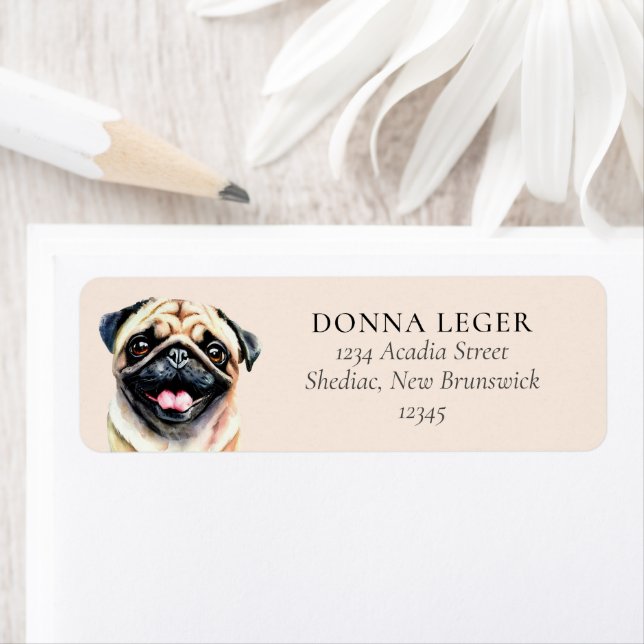 Pug Hund Personlig Adress Returadress Etikett (Insitu)