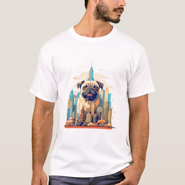 Pug Hund Pet Animal Beauty Nature City Discovery T Shirt (Framsida)