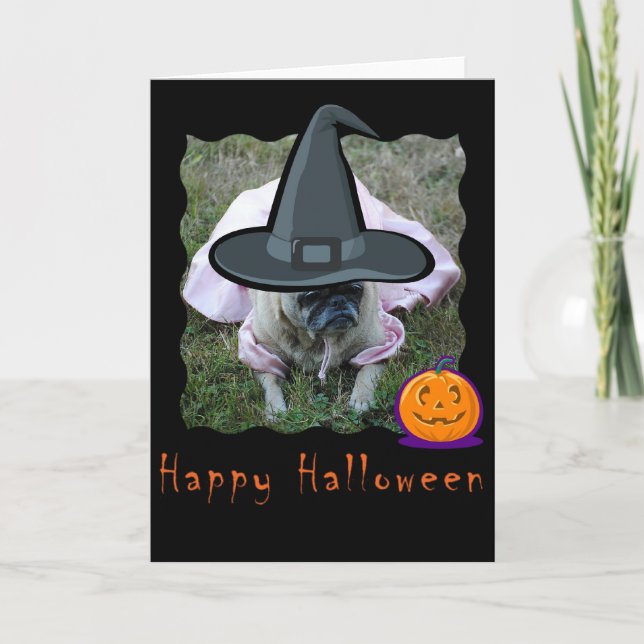 Pug Hund Princess Halloween Card Kort (Framsida)