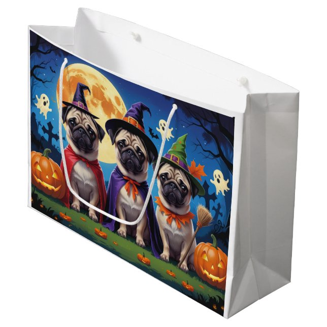 Pug Hund Pumpkin Halloween Funny (Framsidan Vinklad)