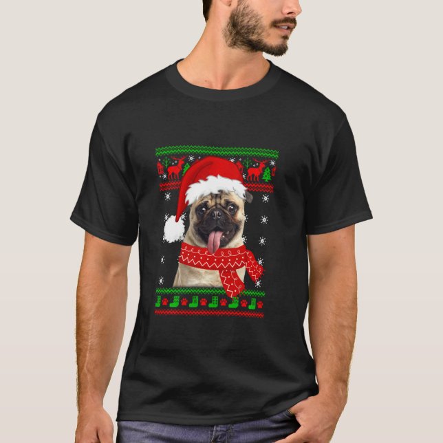 Pug Hund Puppy Hund älskare Ugly jul Sweater Fam T Shirt (Framsida)