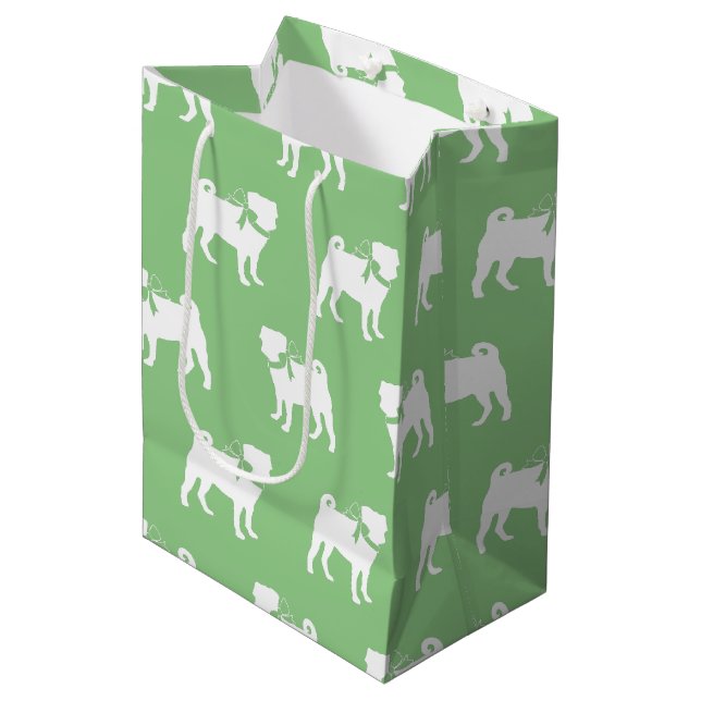 Pug Hund Puppy Medium Gift Bag (Framsidan Vinklad)