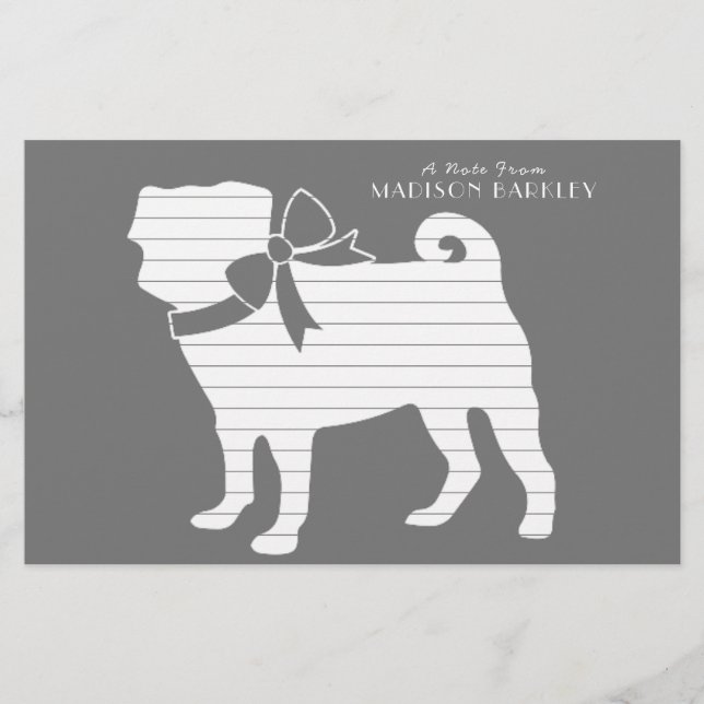 Pug Hund Puppy Stationery Brevpapper (Framsida)
