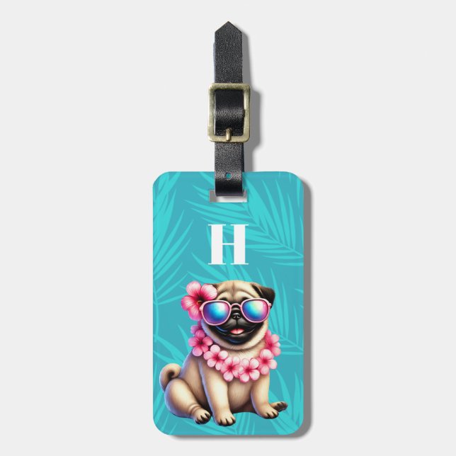 Pug Hund Resväskor Etiketter Bagagebricka (Vertikal Framsida)