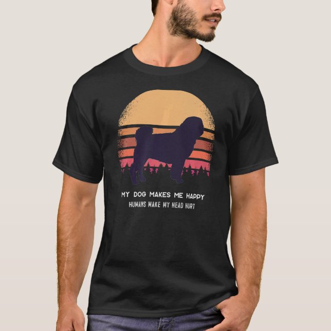 Pug Hund Retro 8 T Shirt (Framsida)