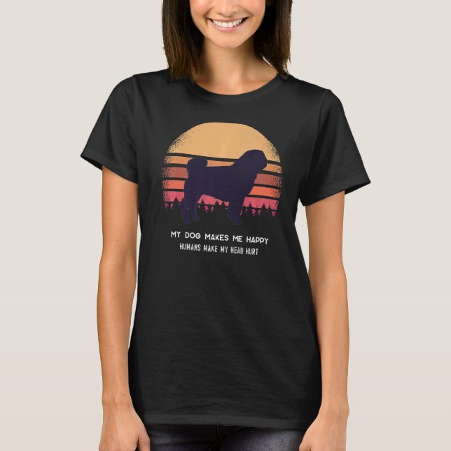 Pug Hund Retro 8 T Shirt (Framsida)