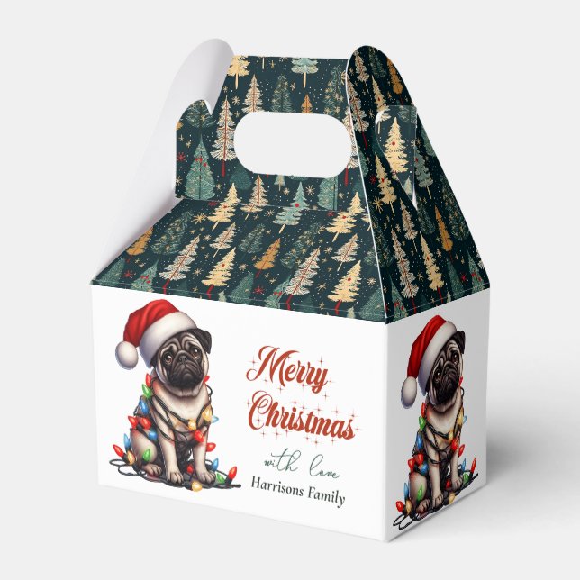 Pug Hund Retro Cute jul Presentaskar (Baksidan Sidan)
