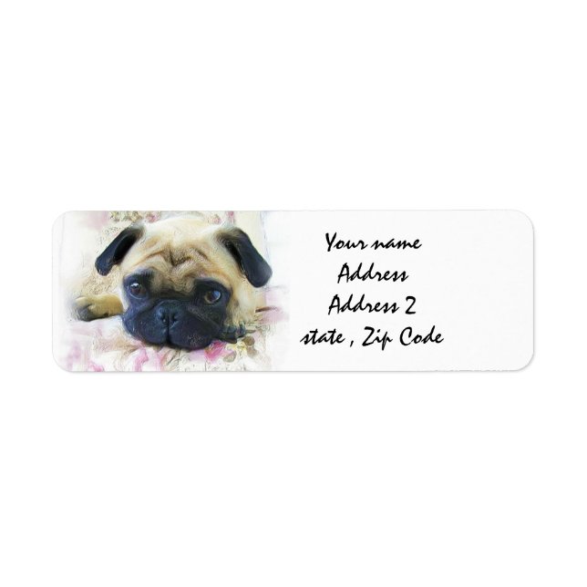 Pug hund returadress etikett (Framsidan)