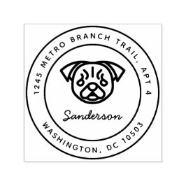 Pug Hund Returadress Frimärke Self-Inking Självfärgande Stämpel