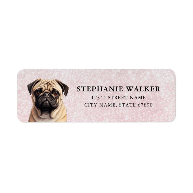 Pug Hund-Returetiketter Returadress Etikett (Framsidan)