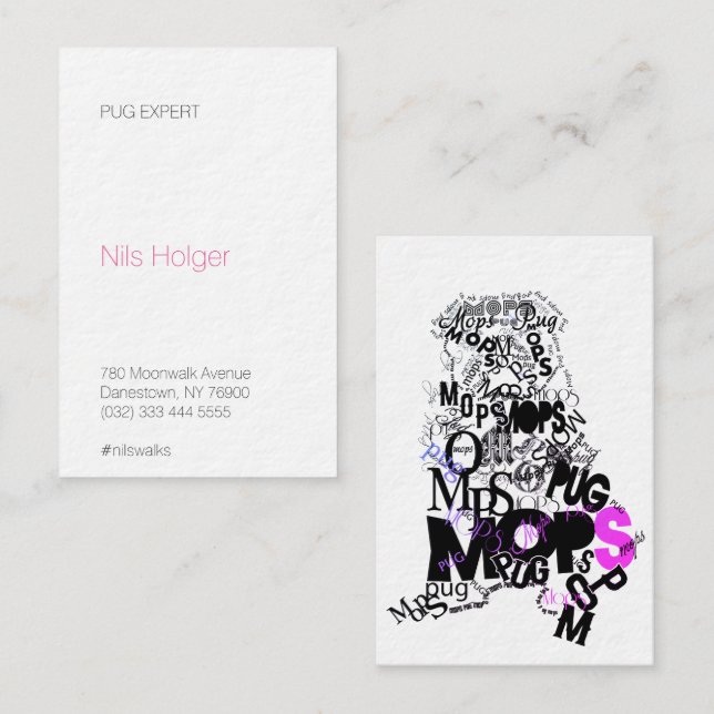 Pug Hund Services-typsnitt Visitkort (Fram/baksida)