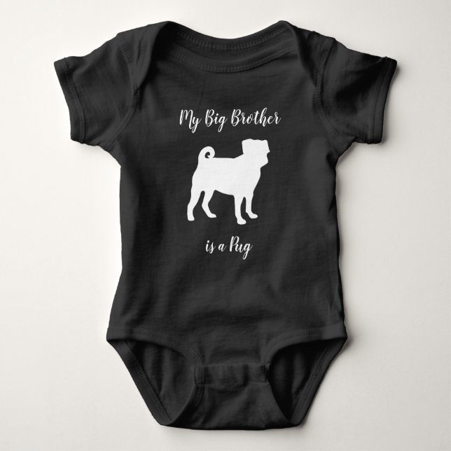 Pug Hund Silhouette Big Syskon T Shirt (Framsida)