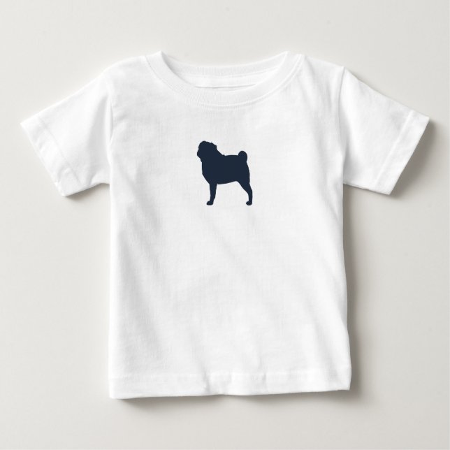 Pug Hund Silhouette | Coola Pug Älskare Tee Shirt (Framsida)