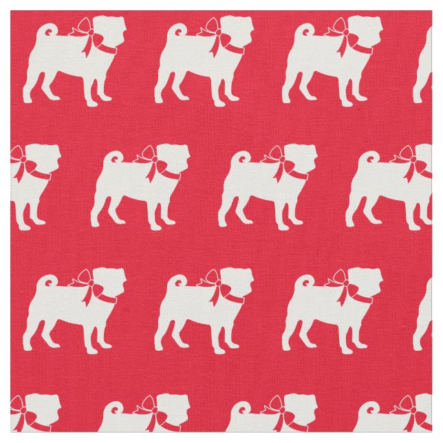 Pug Hund Silhouette Pet Red Tyg (Närbild)