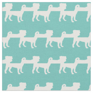 Pug Hund Silhouette Pet Teal Tyg
