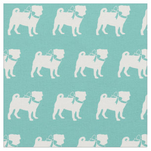 Pug Hund Silhouette Pet Teal Tyg