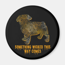 Pug Hund Silhouette Roligt Halloween Magnet