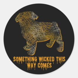 Pug Hund Silhouette Roligt Halloween Runt Klistermärke