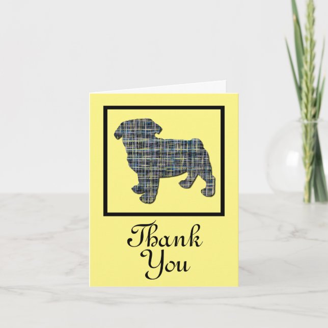 Pug Hund Silhouette Tack Greeting Card Kort (Framsida)