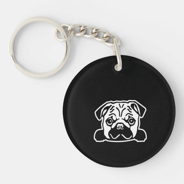 Pug Hund Sketch Porträtt (Framsidan)
