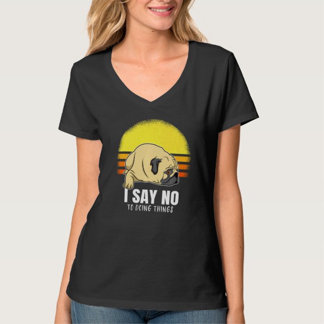 Pug Hund Solnedgång  36 T Shirt (Framsida)