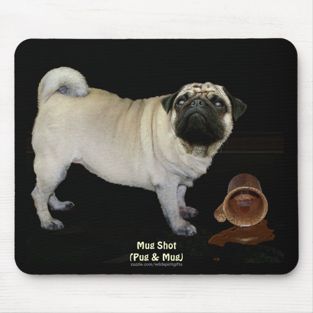 Pug Hund & Spilled Mugg Pet-älskare Mousepad Musmatta (Framsidan)
