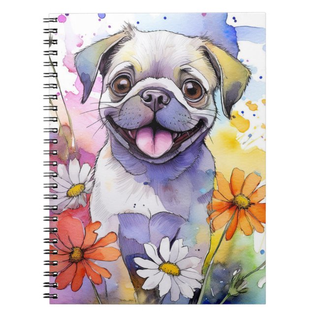 Pug Hund Spiral bärbar dator Anteckningsbok (Framsidan)