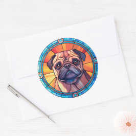 Pug Hund Sticker Pack Runt Klistermärke